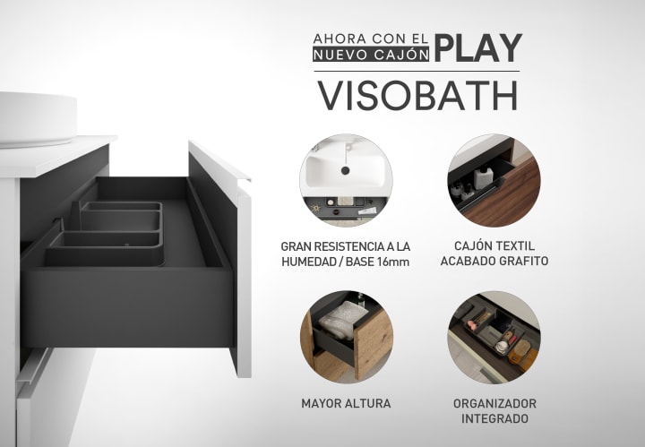 Mueble de baño con encimera de madera Viso Aqua Detalle 2