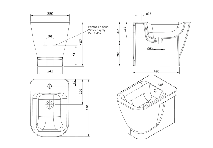 Pack inodoro + bidé compacto de Unisan Sanidusa Look Croquis 5