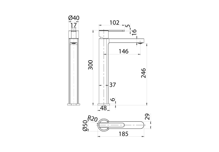 Grifo de lavabo Imex Roma Croquis 8