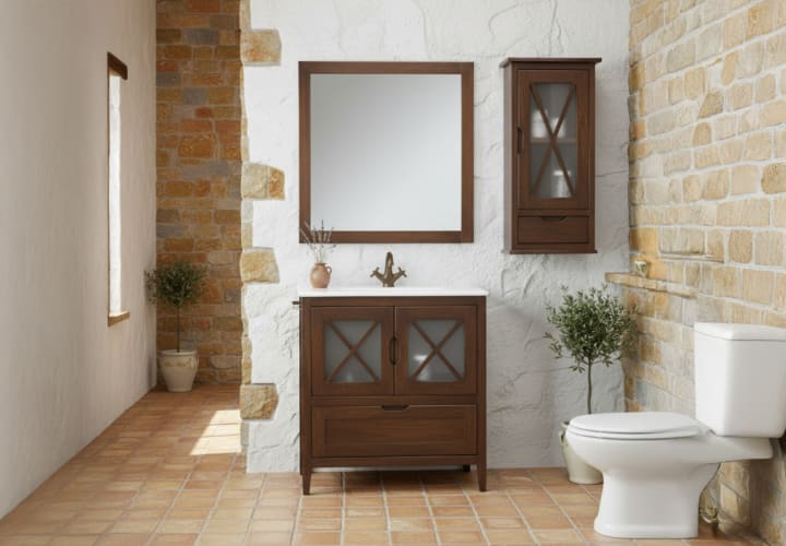 Conjunto mueble de baño rústico Bruntec Kai Principal 1