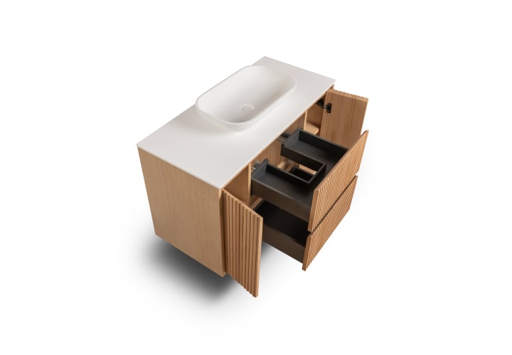 Mueble de baño madera maciza con encimera de solid surface Bruntec Alpes 13 Detalle 4