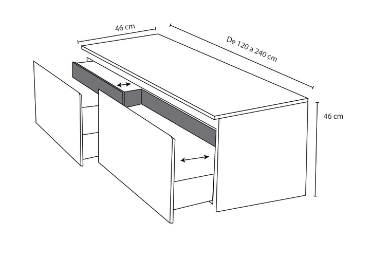 Mueble de baño madera maciza con encimera de madera Bruntec Alpes 4 Croquis 6
