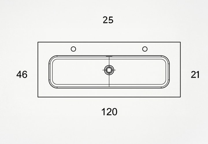Lavabo encastrado para dos grifos de un seno Viso Idea Match Croquis 11