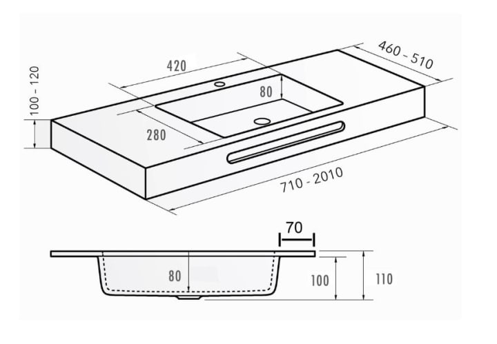 Lavabo suspendido Bruntec Illice Croquis 3