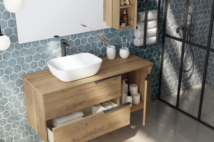 Mueble de baño con encimera de madera Bruntec Coban Detalle 4