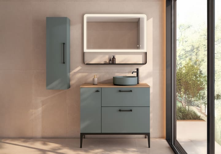Mueble de baño con banquillo, encimera de madera Viso Verso Principal 4