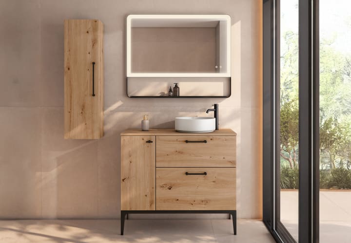 Mueble de baño con banquillo, encimera de madera Viso Verso Principal 3