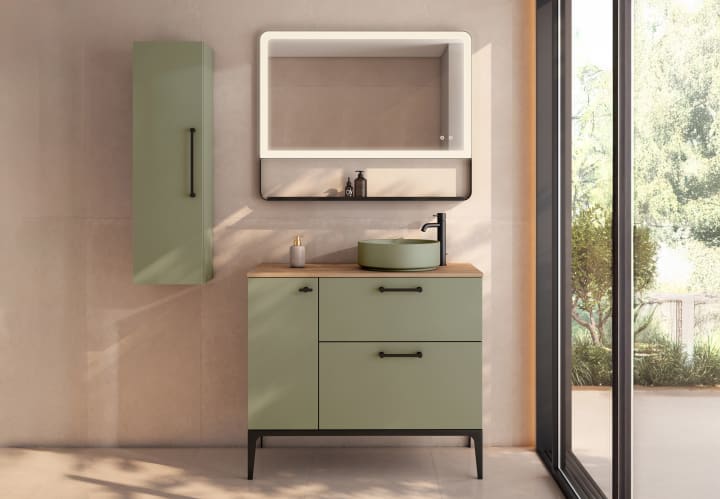 Mueble de baño con banquillo, encimera de madera Viso Verso Principal 5