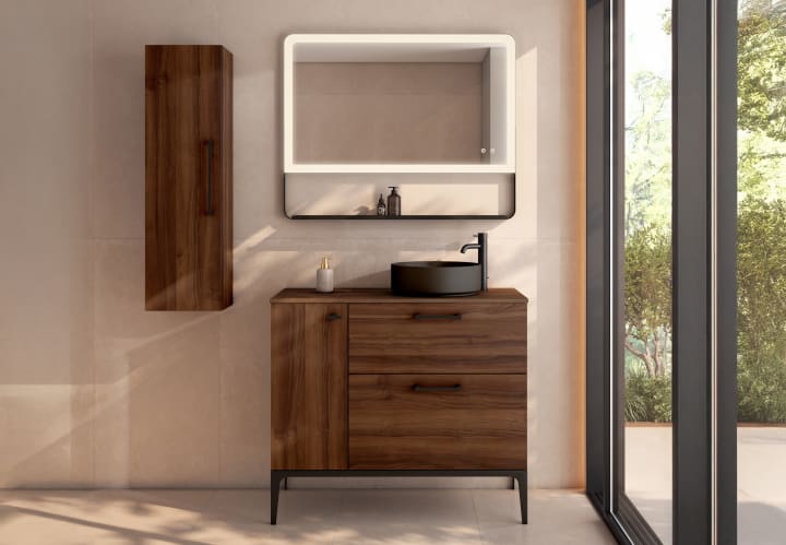 Mueble de baño con banquillo, encimera de madera Viso Verso Principal 6
