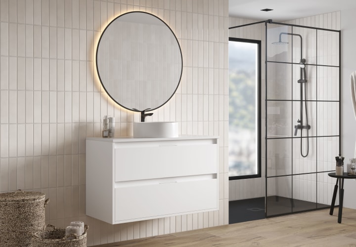 Mueble de baño con encimera Piedra Compactada blanca Bruntec Artemisa Principal 5