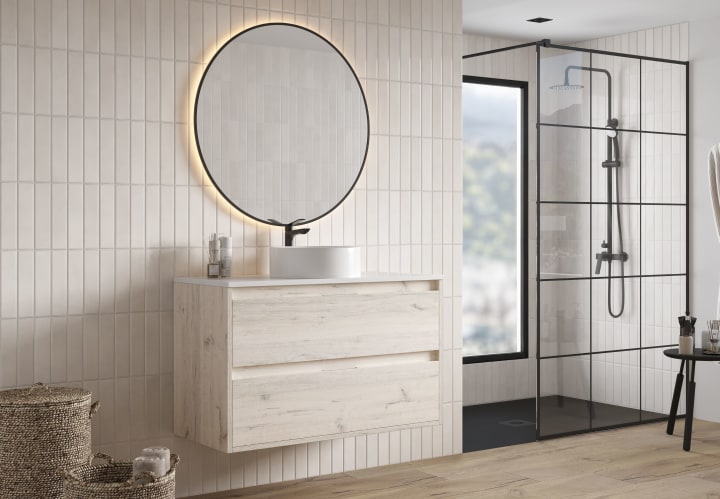 Mueble de baño con encimera Piedra Compactada blanca Bruntec Artemisa Principal 4
