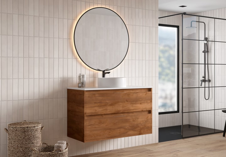 Mueble de baño con encimera Piedra Compactada blanca Bruntec Artemisa Principal 8