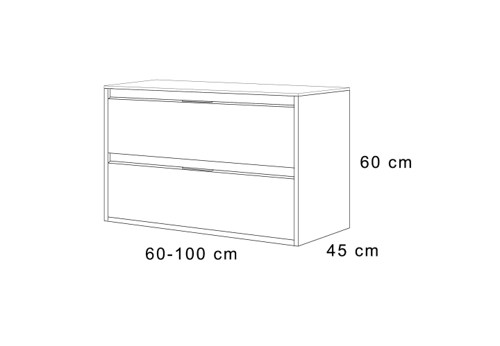Mueble de baño con encimera Piedra Compactada blanca Bruntec Artemisa Croquis 10