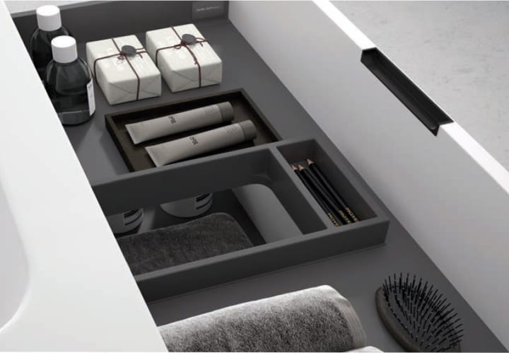 Mueble de baño con encimera Piedra Compactada blanca Bruntec Artemisa Detalle 6
