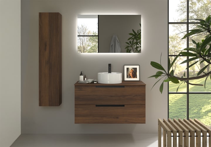 Conjunto mueble de baño Salgar Leni con lavabo sobre encimera Principal 2