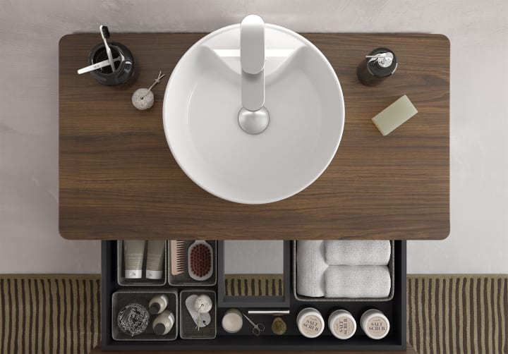 Conjunto mueble de baño Salgar Leni con lavabo sobre encimera Detalle 9