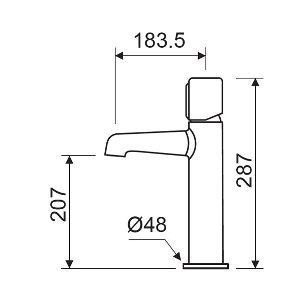 Grifo de lavabo Lluvibath Tívoli Croquis 2