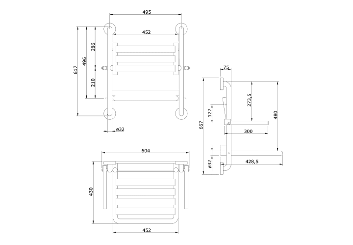 Asiento de ducha abatible Unisan New Wccare PMR Croquis 2