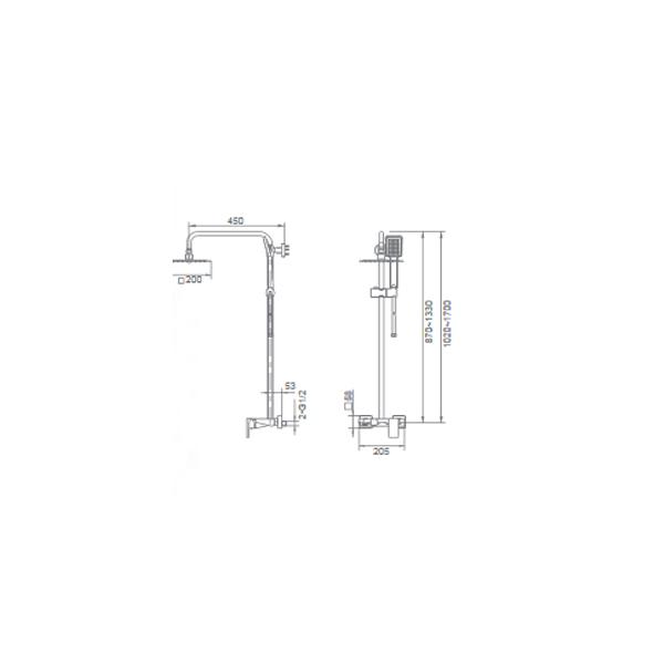 Conjunto de bañera o ducha Imex Liverpool Croquis 3
