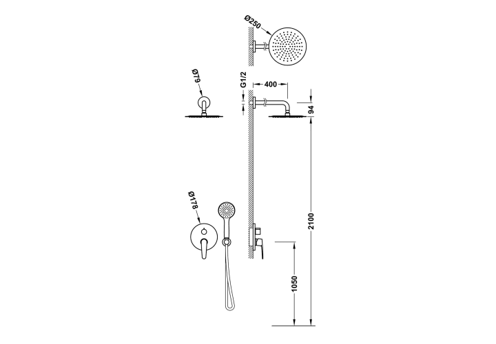 Conjuntos de ducha empotrados Imex Flat Croquis 3