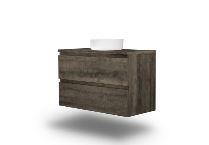 Mueble de baño color madera laminada con encimera de madera Bruntec Vilma Principal 8