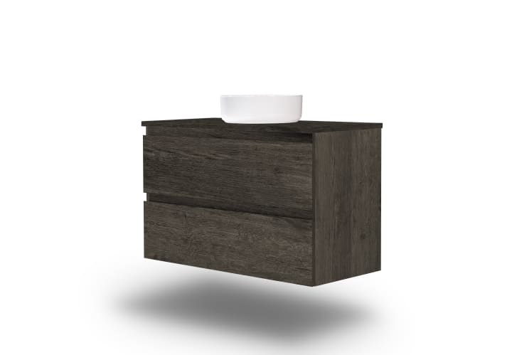 Mueble de baño color madera laminada con encimera de madera Bruntec Vilma Principal 9