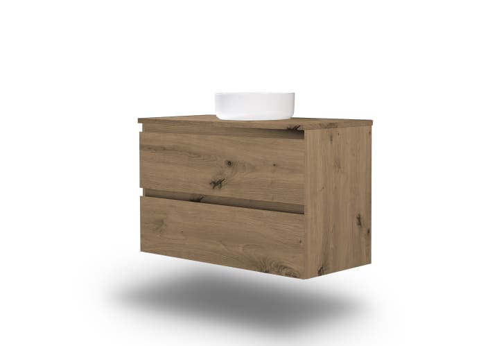 Mueble de baño color madera laminada con encimera de madera Bruntec Vilma Principal 3