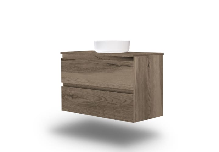 Mueble de baño color madera laminada con encimera de madera Bruntec Vilma Principal 5