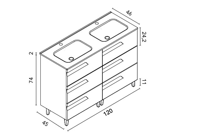 Conjunto mueble de baño Royo Vitale Croquis 10