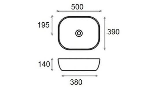 Lavabo sobre encimera Bruntec Roma XL Croquis 3