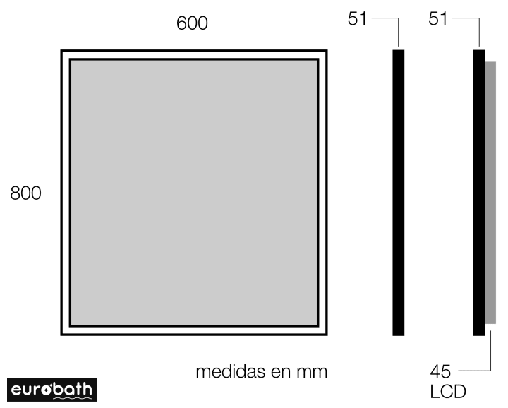Espejo de baño con luz LED Eurobath Atiu Croquis 6