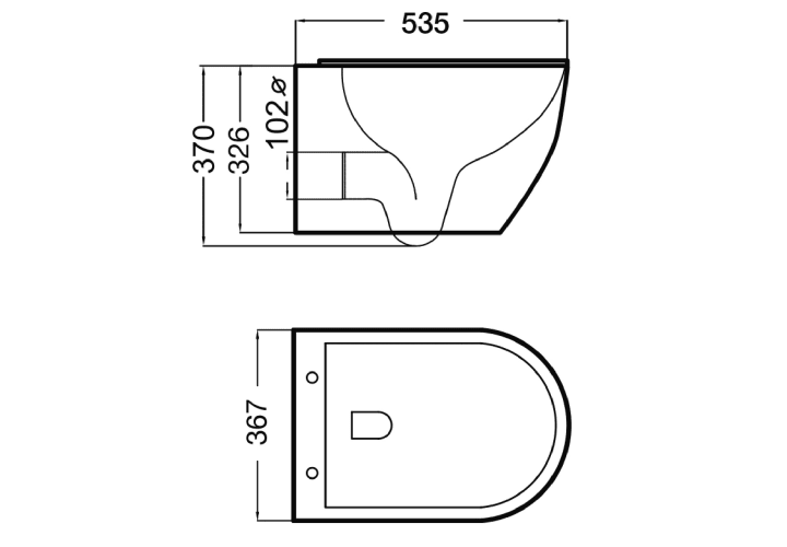 Pack inodoro suspendido + cisterna empotrada Bruntec Lisboa Plus + pulsador Croquis 8