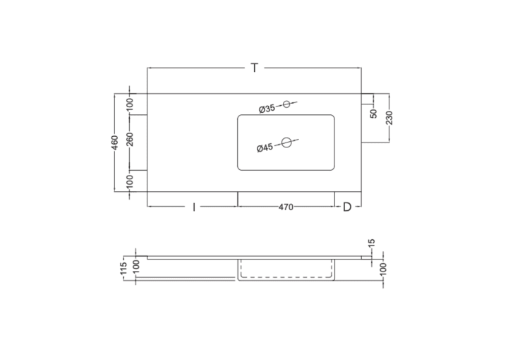 Lavabo encastrado Coycama Ambar Croquis 4
