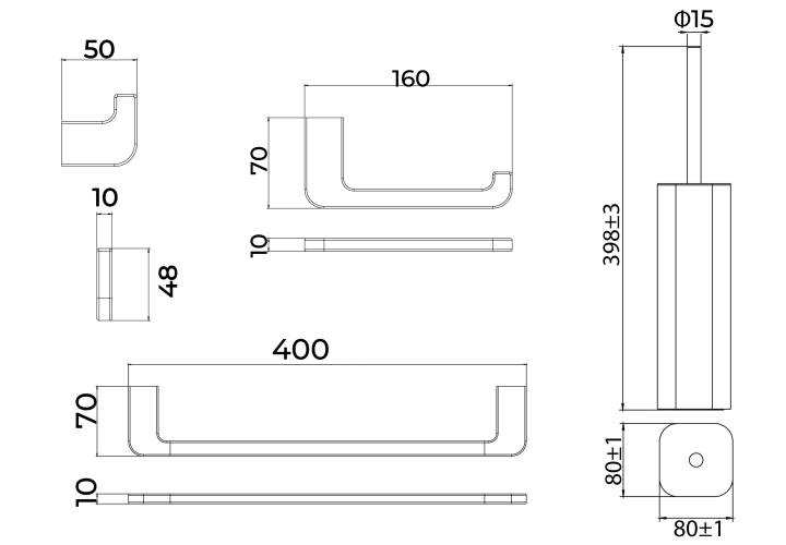 Conjunto de accesorios de baño Medimex Nova Croquis 11