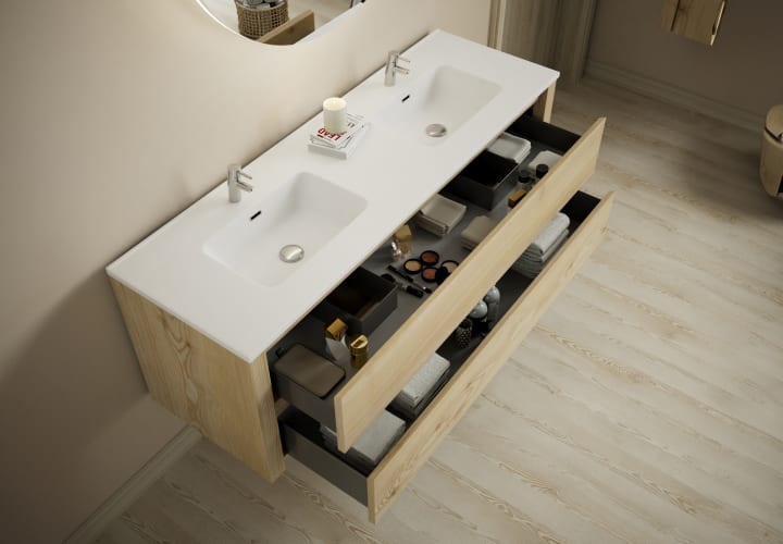 Conjunto de mueble de baño de madera maciza Bruntec Laponia Detalle 2