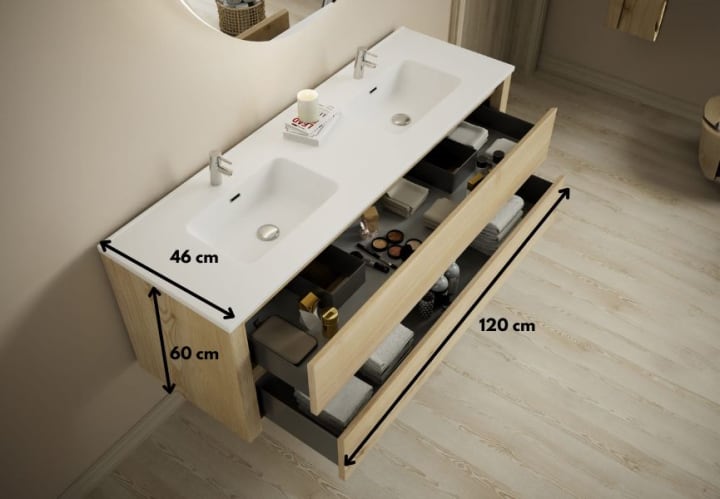Conjunto de mueble de baño de madera maciza Bruntec Laponia Croquis 4