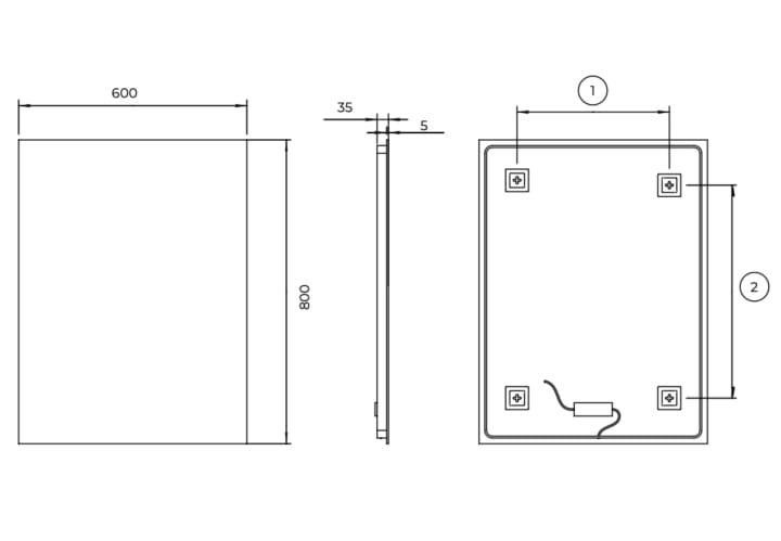 Espejo de baño con luz LED Ledimex Suecia Croquis 12