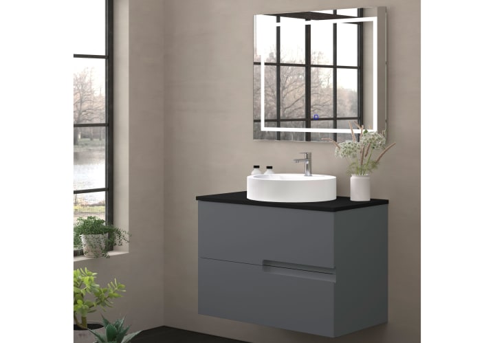 Mueble de baño con encimera piedra compactada negra Bruntec Lia colores Principal 5