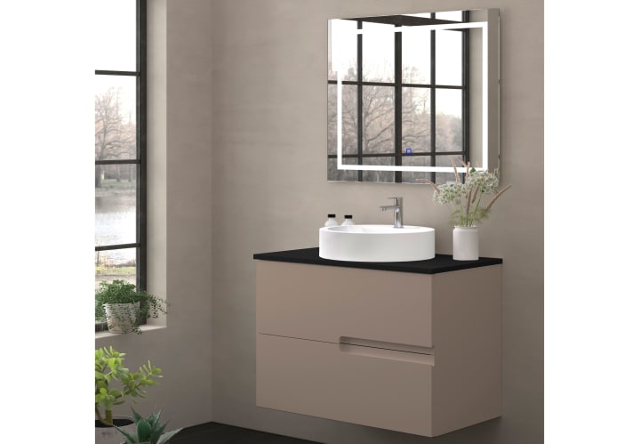 Mueble de baño con encimera piedra compactada negra Bruntec Lia colores Principal 4