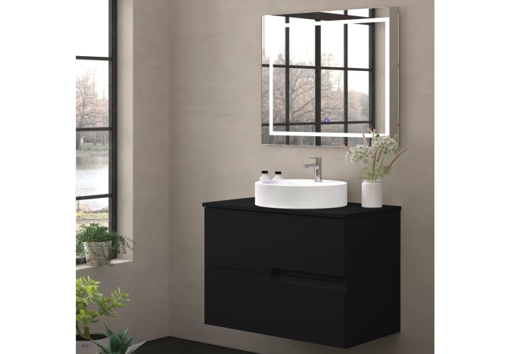 Mueble de baño con encimera piedra compactada negra Bruntec Lia colores Principal 2