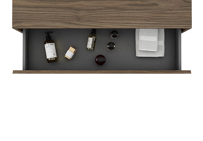 Mueble de baño con encimera de madera 10 cm de altura con cajonera Visobath Nomad monocolor Detalle 8