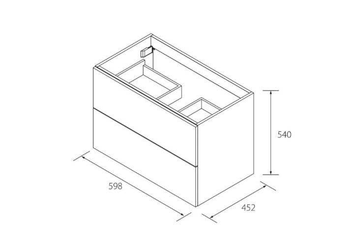 Conjunto mueble de baño con lavabo sobre encimera Salgar Morai Croquis 6