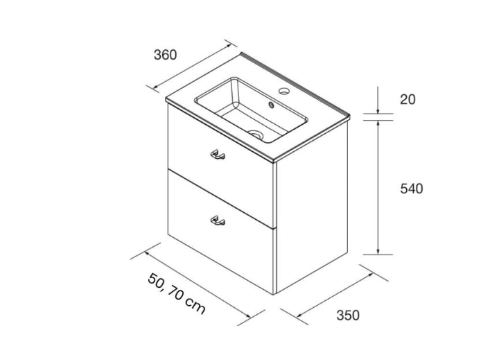 Conjunto mueble de baño fondo reducido 35 cm Salgar Inara Croquis 5