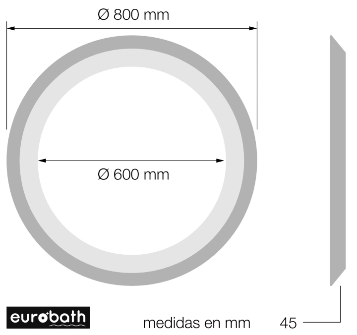 Espejo de baño con luz LED de Eurobath, Bahía Croquis 7