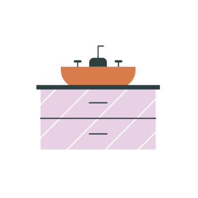 Mueble baño lavabo sobre encimera para cuarto de baño