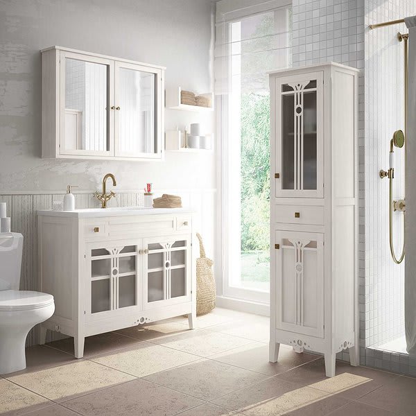 5 muebles rústicos blancos para baño marinero