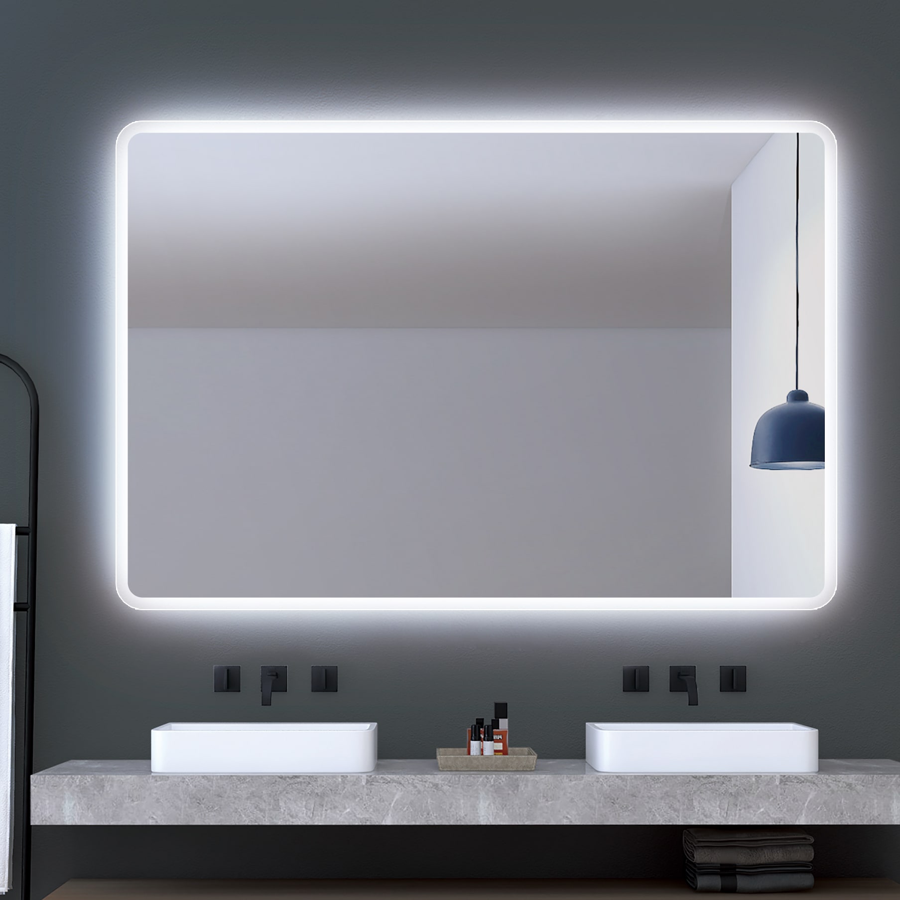 Espejo de baño Led cuadrado - Iluminado por LED con IRC >80