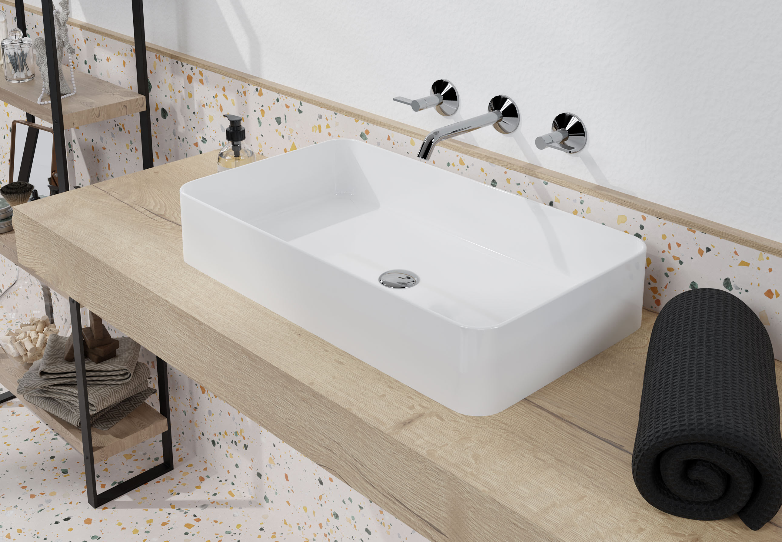 Lavabo Sobre Encimera Cerámico Blanco Mate – Rectangular 50,5x40,5cm – Ideal Para Baños Modernos
