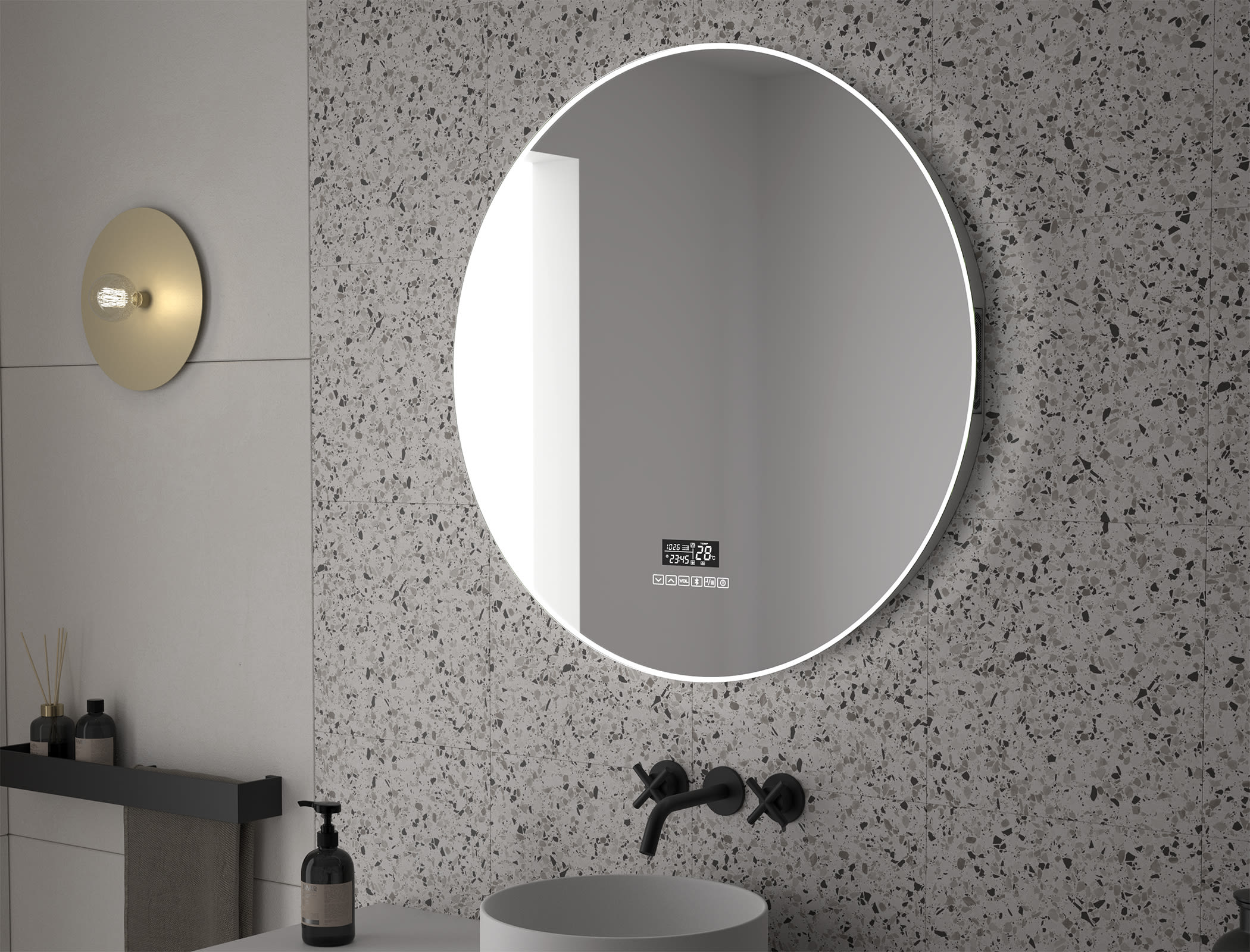 Espejo led baño redondo retroiluminado ALPHA Ø90 - CRISTALED