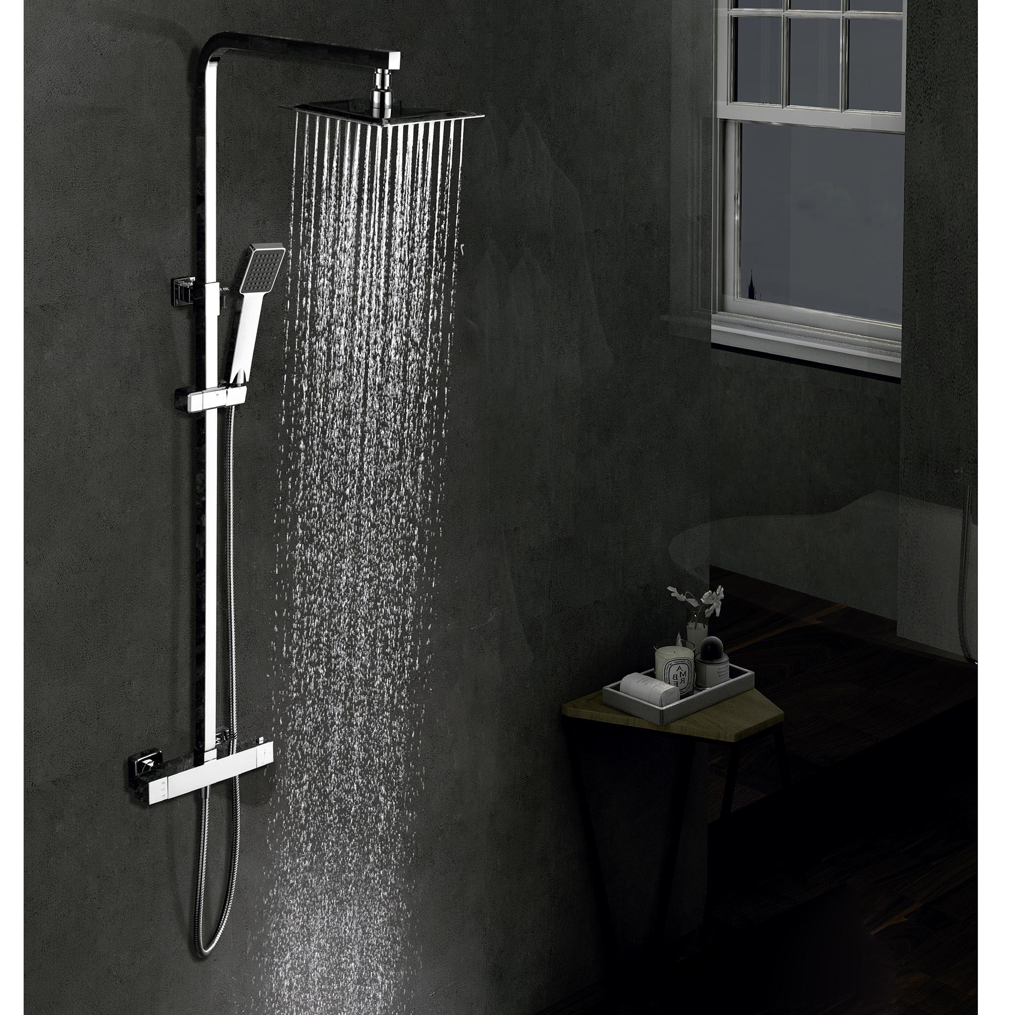 Comprar Conjunto de ducha monomando cuadrada acero inoxidable serie Segura  online